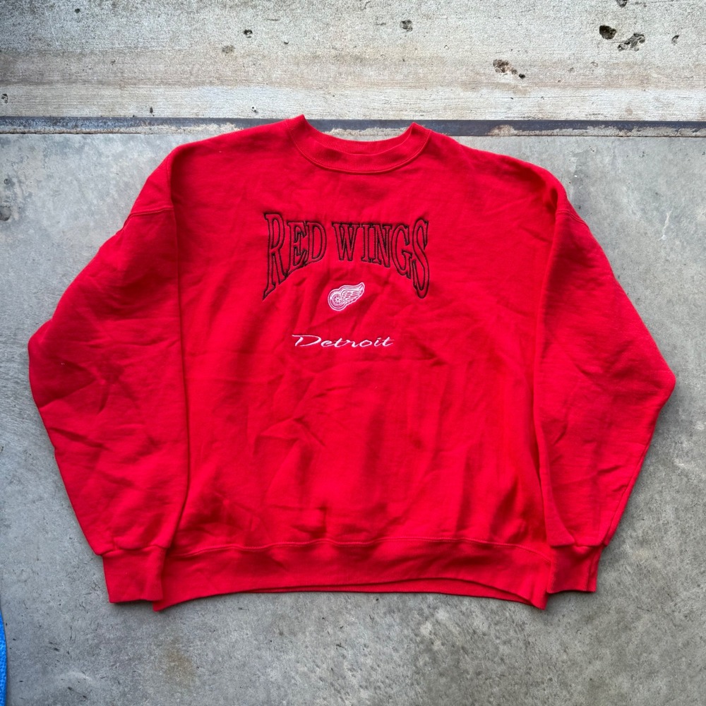 Vintage Lee Sport Detroit Red Wings Sweatshirt Red XL NHL Hockey Made in USA
